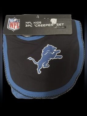 NFL Kids Detroit Lions Bib and Booties Set - Black/Blue